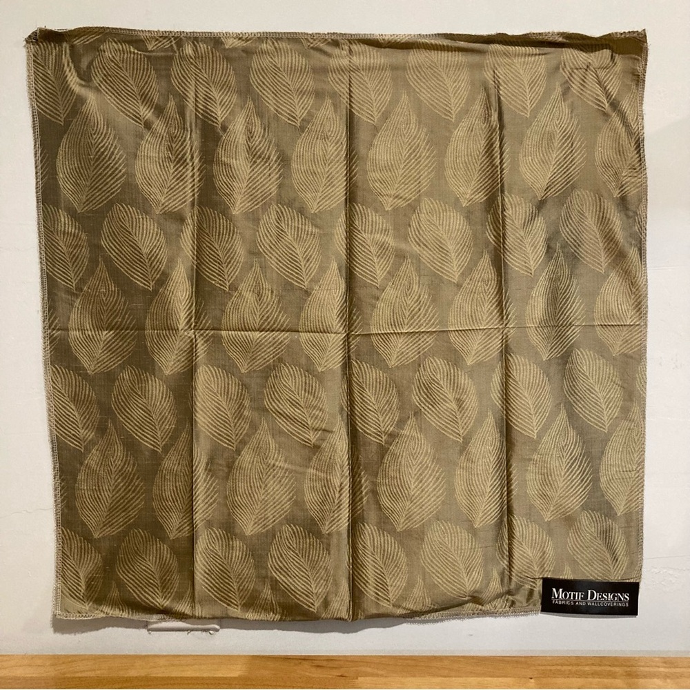 Motif Designs 100% Silk Fabric Swatch Bronze Feather Pattern 24”x24” 2000s Vtg - Picture 1 of 15